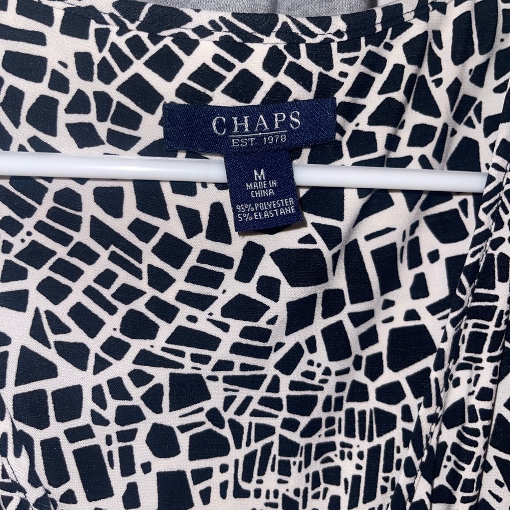 Chaps Monochrome Abstract Pattern Blouse